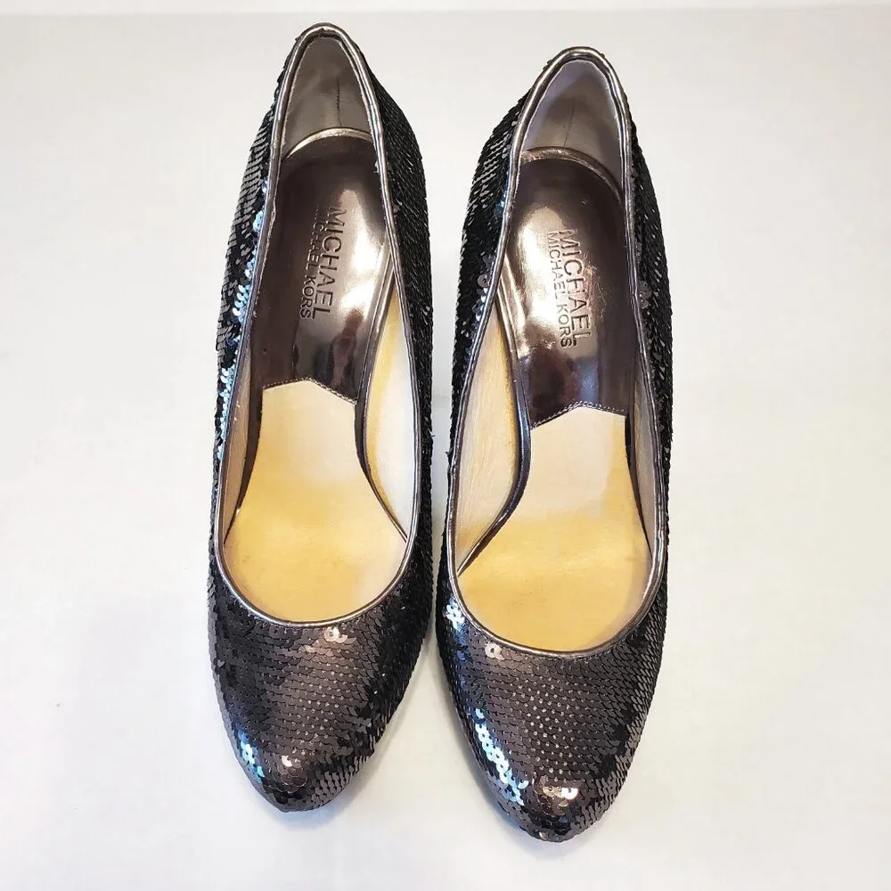 Michael Kors York Sequin Metallic Platform Pumps